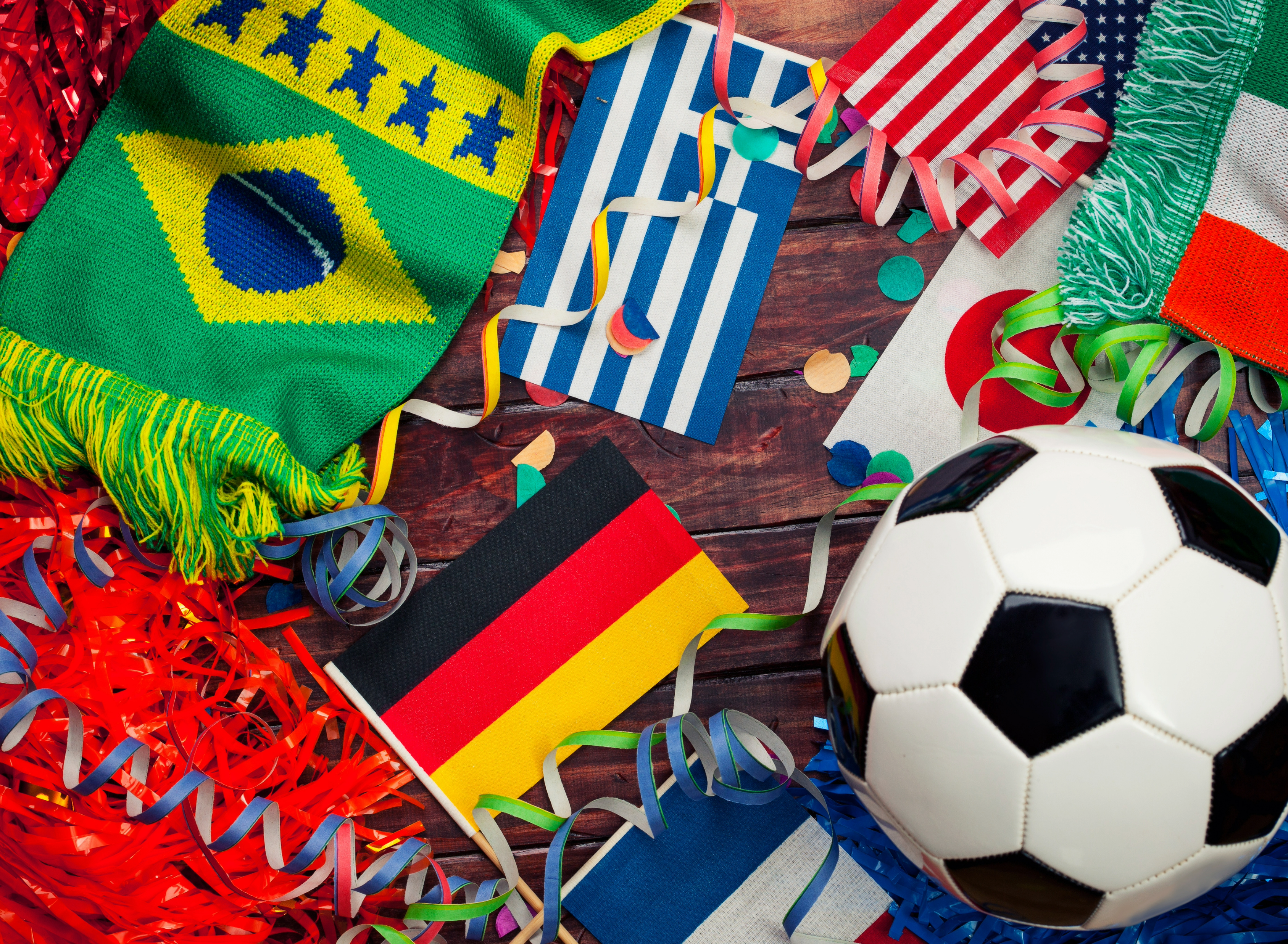 flags and soccer ball
