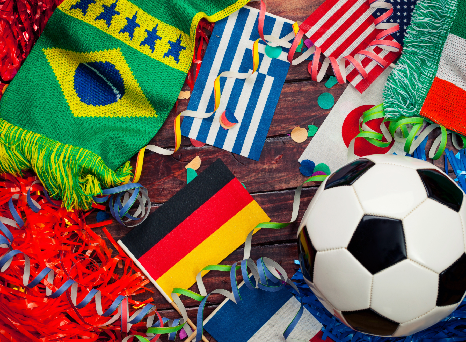flags and soccer ball