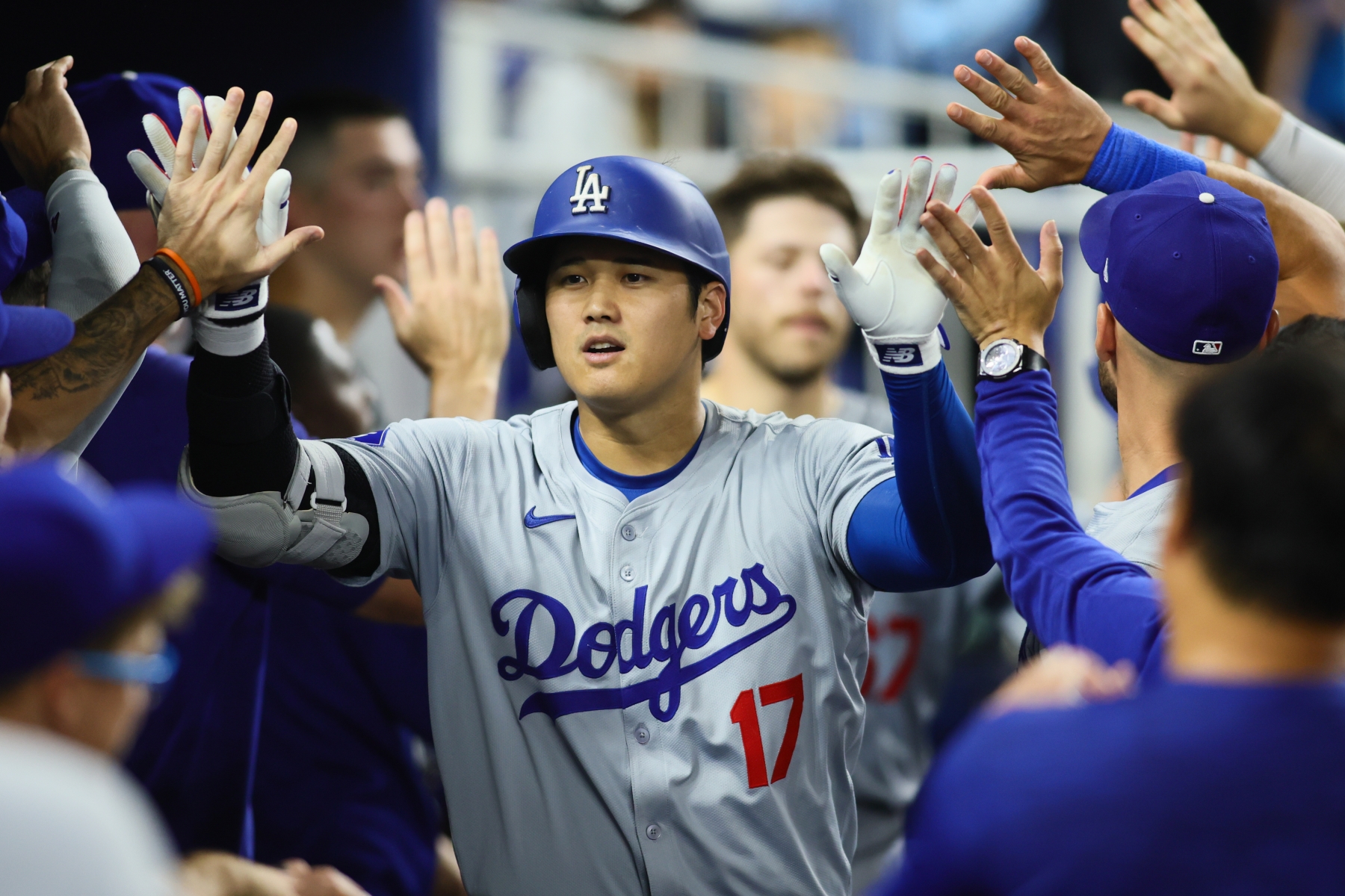 Shohei Ohtani #17 of the Los Angeles Dodgers 